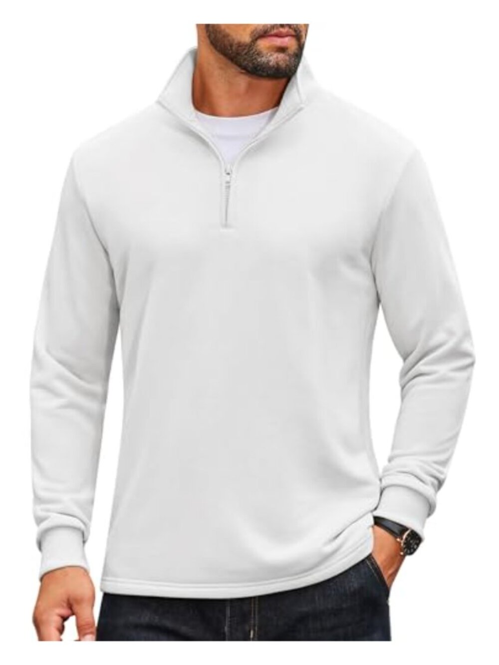Quarter Zip Pullover Sweatshirt Mock Neck Quilted Casual Long Sleeve